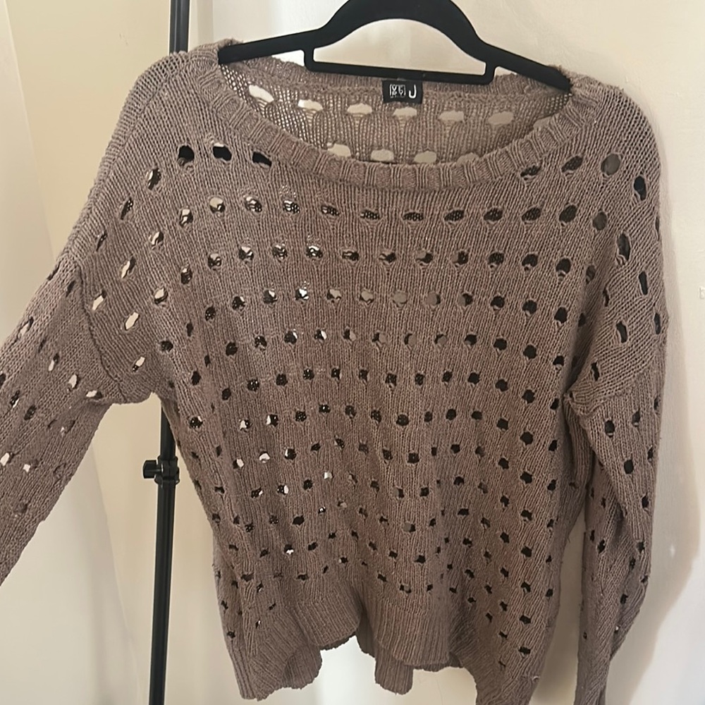 Women's Brown Distressed Sweater